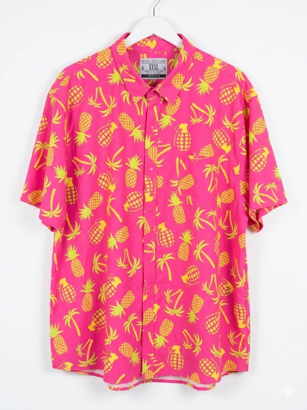 Savage Tacticians Pink Pineapple Grenade Snap Shirt 3XL